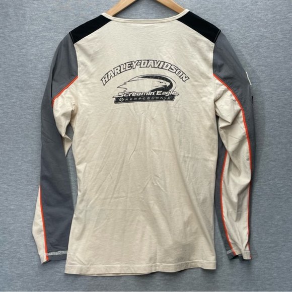 Harley Davidson Womens Cream Gray Long Sleeve T-Shirt Size M - Picture 11 of 12